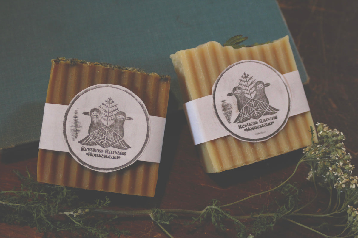Mangalitsa Lard Herbal Infused Soap Restless Ravens Homestead Earthbound Jewellery Co.