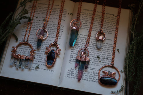 Luna Collection - Aqua Aura -Clear Quartz - Labradorite - Aqua Aura & Rose Quartz Hybrid