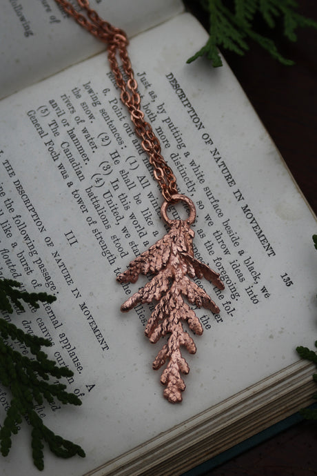 Real Cedar Encased in Copper - Necklace