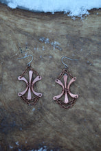 Load image into Gallery viewer, X Earrings - Copper - Quill -Dentalium