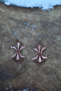 X Earrings - Copper - Quill -Dentalium