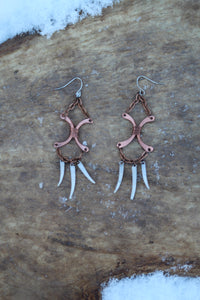 X Earrings - Copper - Quill -Dentalium