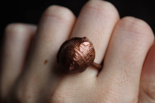 Copper Electroformed - 400 Million Year Old Fossilized Shell - Ring
