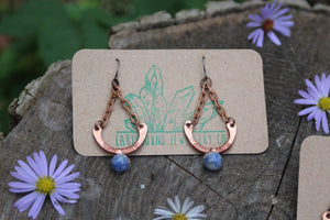 Dangle Earrings - Recycled Copper - Porcupine Quills - Sodalite - Opalite