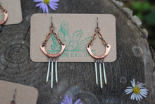 Load image into Gallery viewer, Dangle Earrings - Recycled Copper - Porcupine Quills - Sodalite - Opalite