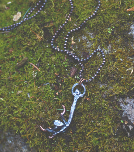 Bird Medicine - Real Electroformed Bird Foot + Herkimer Diamond